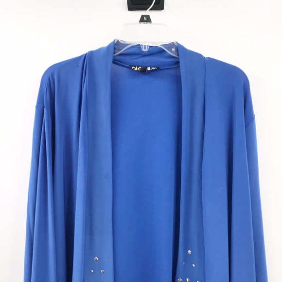 CSC Studio Women's Size 2X Open Front Studded Long Sleeve Blue Blouse - Picture 4 of 7